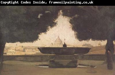 Jean Baptiste Camille  Corot La vasque de I'Academie de France a Rome (mk11)